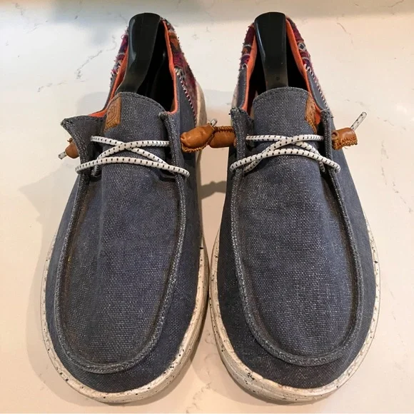 Hey Dude Shoes Wendy Funk Baja Navy Blue Denim Loafer Women's Size 7 - Picture 3 of 9